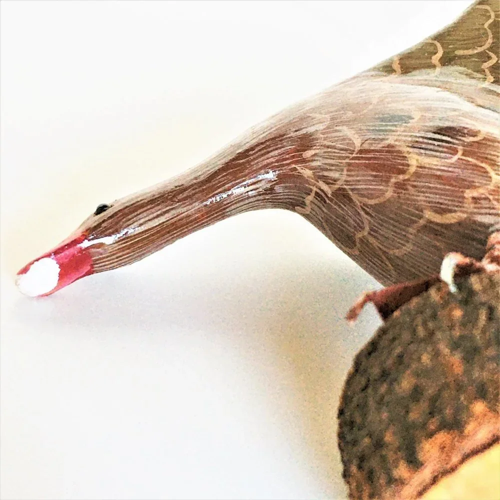 HAND CARVED long neck Goose + HAND PAINTED